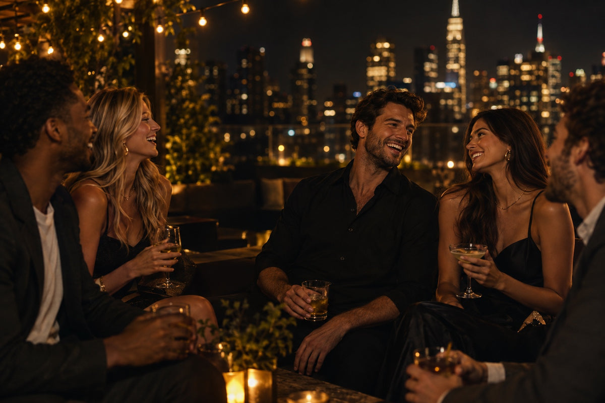 Confident man enjoying a night out with friends